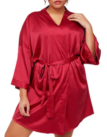 Adore Me Roxey Robe in color Barbados Cherry and shape robe