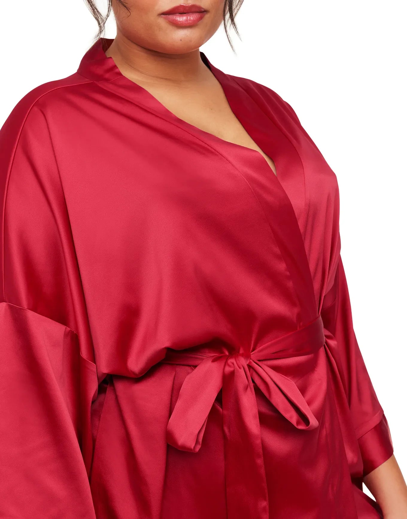 Adore Me Roxey Robe in color Barbados Cherry and shape robe