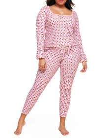 Adore Me Audra Long Sleeve Top & Legging Set in color Heart's a Flutter C01 and shape pj