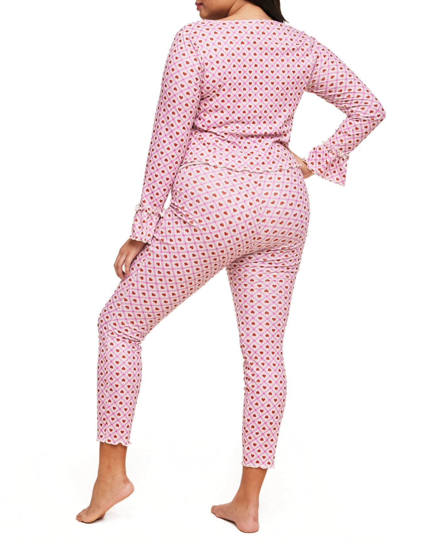 Adore Me Audra Long Sleeve Top & Legging Set in color Heart's a Flutter C01 and shape pj