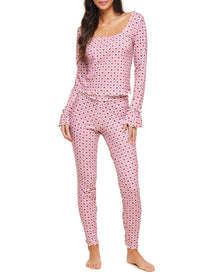 Adore Me Audra Long Sleeve Top & Legging Set in color Heart's a Flutter C01 and shape pj