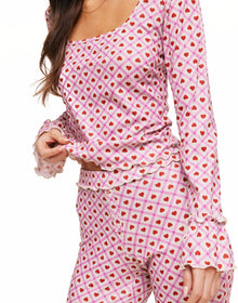 Adore Me Audra Long Sleeve Top & Legging Set in color Heart's a Flutter C01 and shape pj
