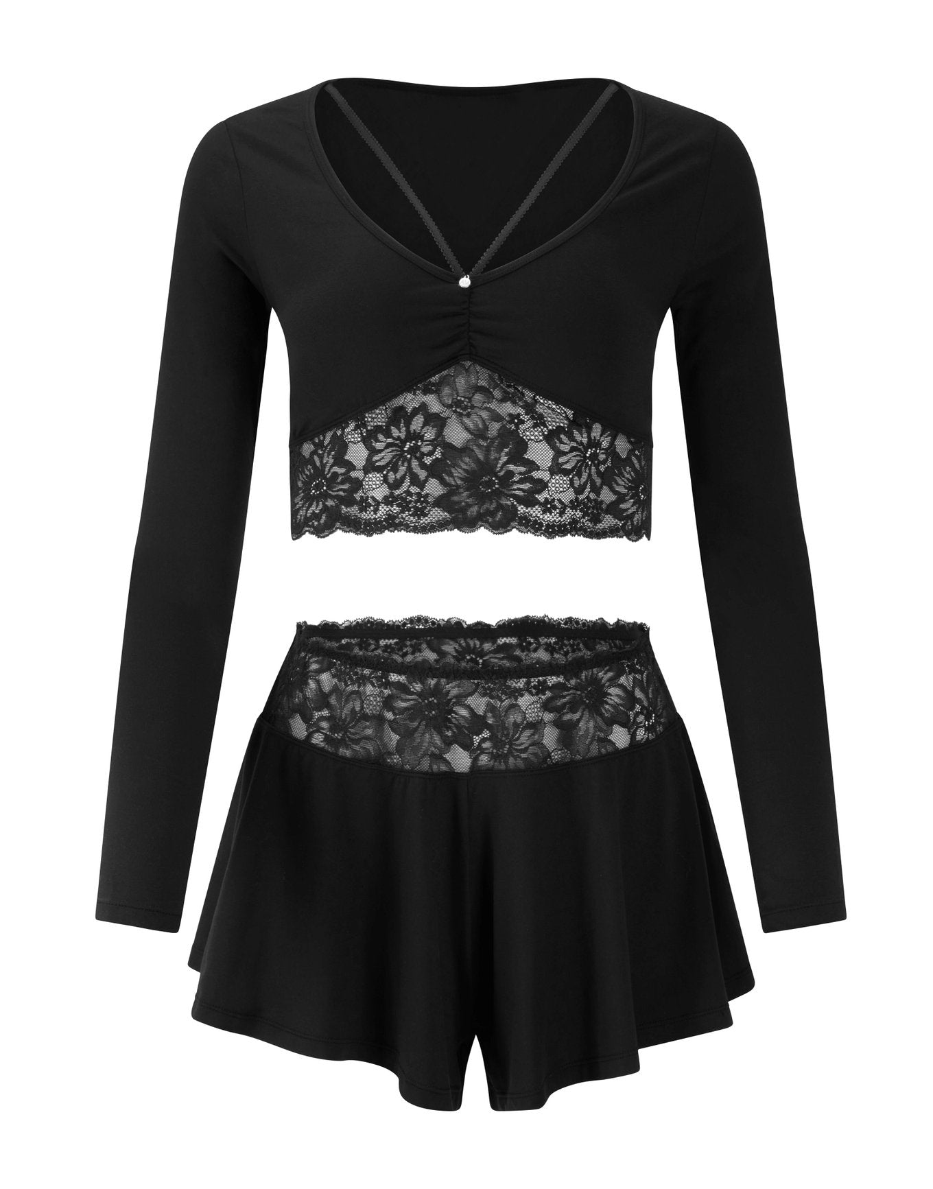 Adore Me Madelynn PJ Set in color Jet Black and shape pj