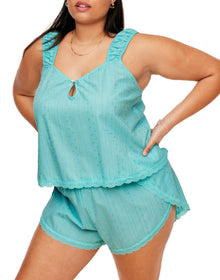 Adore Me Christabel Cami & Shorts Set in color Aqua Splash and shape pj