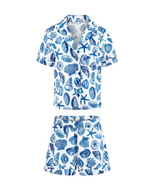 Adore Me Lucero Short Sleeve Top & Shorts PJ Set in color Life's a Beach C01 and shape pj