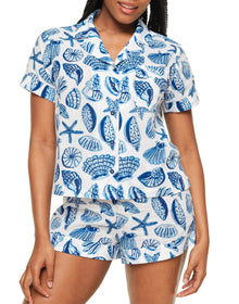 Adore Me Lucero Short Sleeve Top & Shorts PJ Set in color Life's a Beach C01 and shape pj