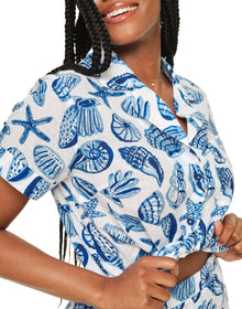 Adore Me Lucero Short Sleeve Top & Shorts PJ Set in color Life's a Beach C01 and shape pj