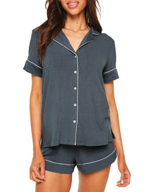 Adore Me Jane PJ shirt & shorts set in color Stormy Weather and shape pj