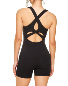 Adore Me Clarice Active Bodysuit in color Jet Black and shape bodysuit