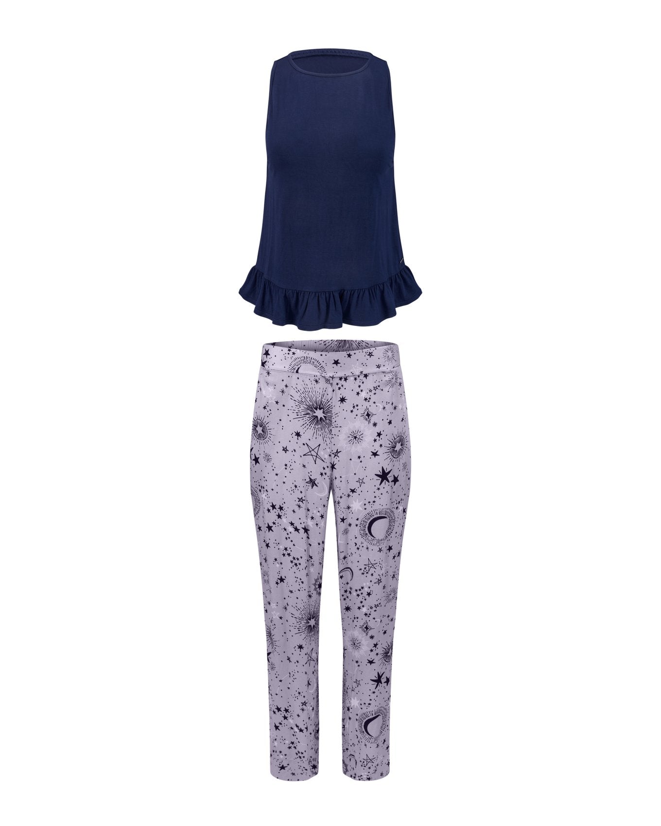 Adore Me Aerys Tank & Pants Set in color Cosmic Dreams C01 and shape pj