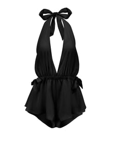 Adore Me Merilyn Romper in color Jet Black and shape romper