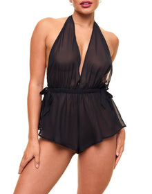 Adore Me Merilyn Romper in color Jet Black and shape romper