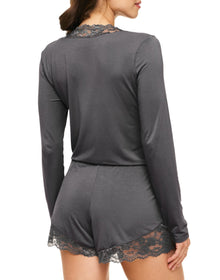 Adore Me Charlotte Romper in color Smoked Pearl and shape romper