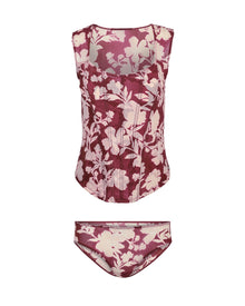 Adore Me Felice Mesh Top & Panty Set in color Botanical Fantasy C02 and shape tank