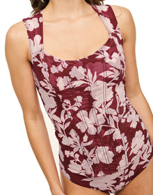 Adore Me Felice Mesh Top & Panty Set in color Botanical Fantasy C02 and shape tank