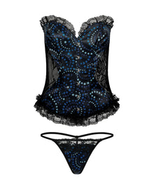Adore Me Auburn Boned Corset & G-String Set in color Galactic Glam C01 V3 and shape corset