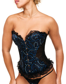 Adore Me Auburn Boned Corset & G-String Set in color Galactic Glam C01 V3 and shape corset
