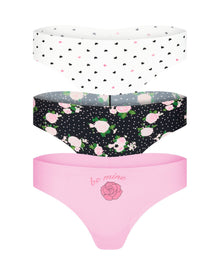 Adore Me Francine Invisible Pack Thong Panty Pack in color MULTI-PWB VDAY PRINT CO3 and shape thong