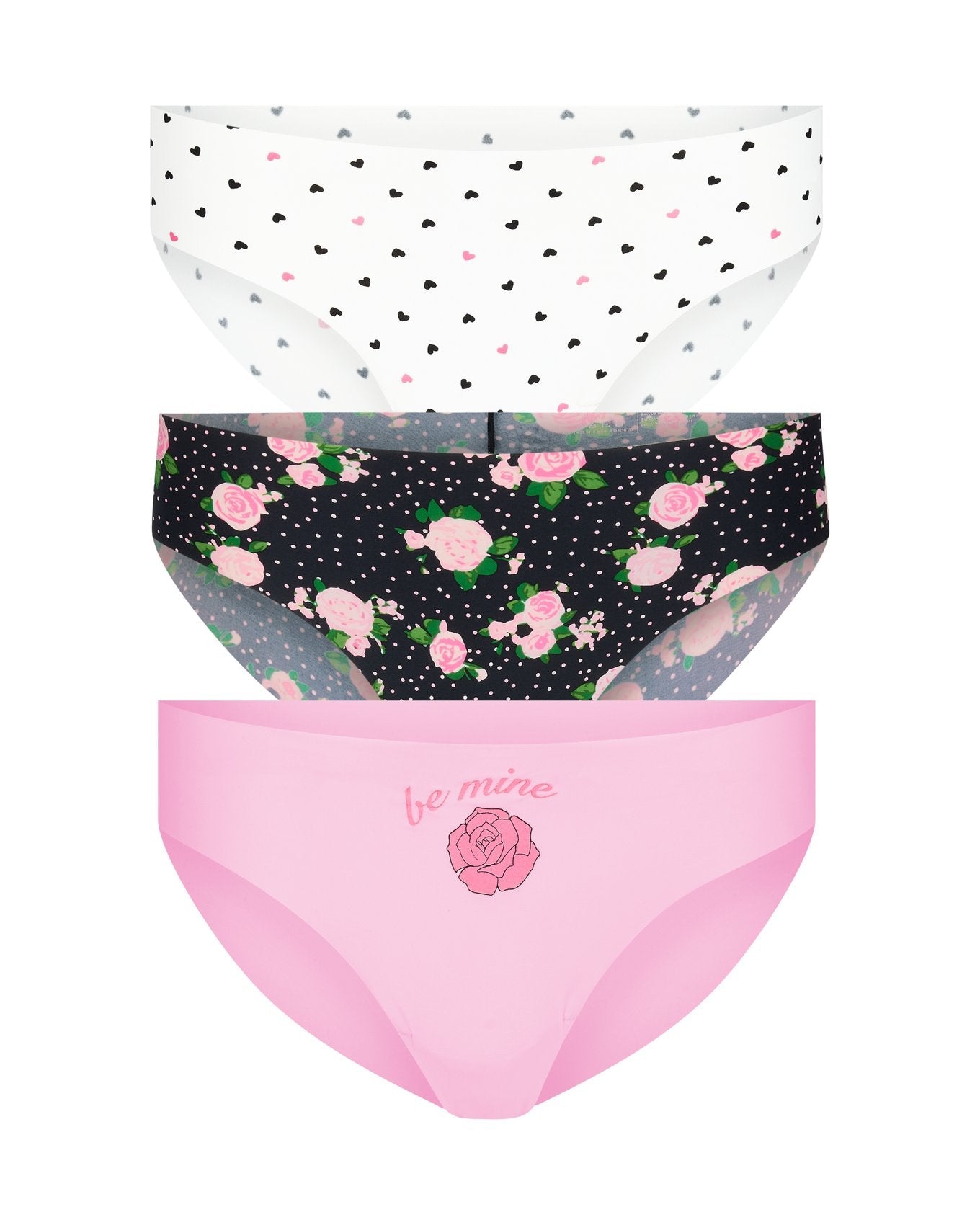 Adore Me Mabel Invisible Pack Hipster Panty Pack in color MULTI-PWB VDAY PRINT CO3 and shape hipster