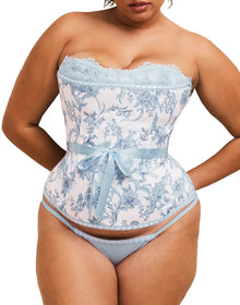 Adore Me Hopelynn Strapless Corset & G-String Set in color Blooming Scroll C01 and shape corset