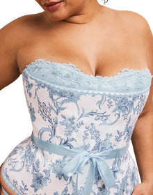 Adore Me Hopelynn Strapless Corset & G-String Set in color Blooming Scroll C01 and shape corset