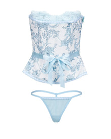 Adore Me Hopelynn Strapless Corset & G-String Set in color Blooming Scroll C01 and shape corset