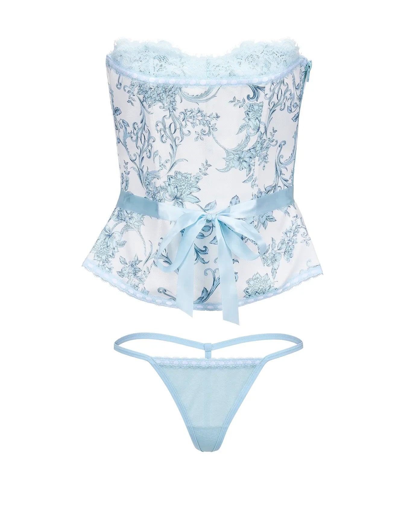 Adore Me Hopelynn Strapless Corset & G-String Set in color Blooming Scroll C01 and shape corset
