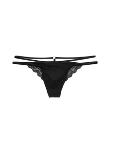 Adore Me Marca Thong Panty in color Jet Black and shape thong