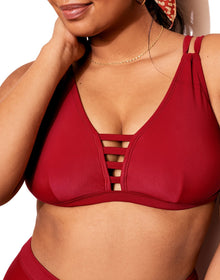 Adore Me Elina Contour Triangle Bikini in color Rio Red and shape two piece