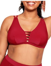Adore Me Elina Contour Triangle Bikini in color Rio Red and shape two piece