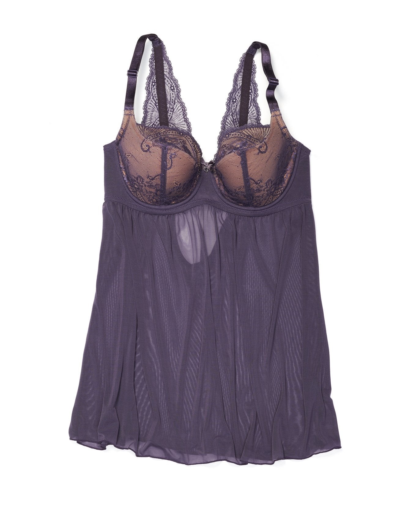 Adore Me Ella Contour Babydoll in color Gothic Grape and shape babydoll
