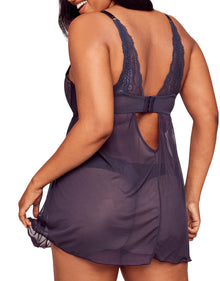 Adore Me Ella Contour Babydoll in color Gothic Grape and shape babydoll