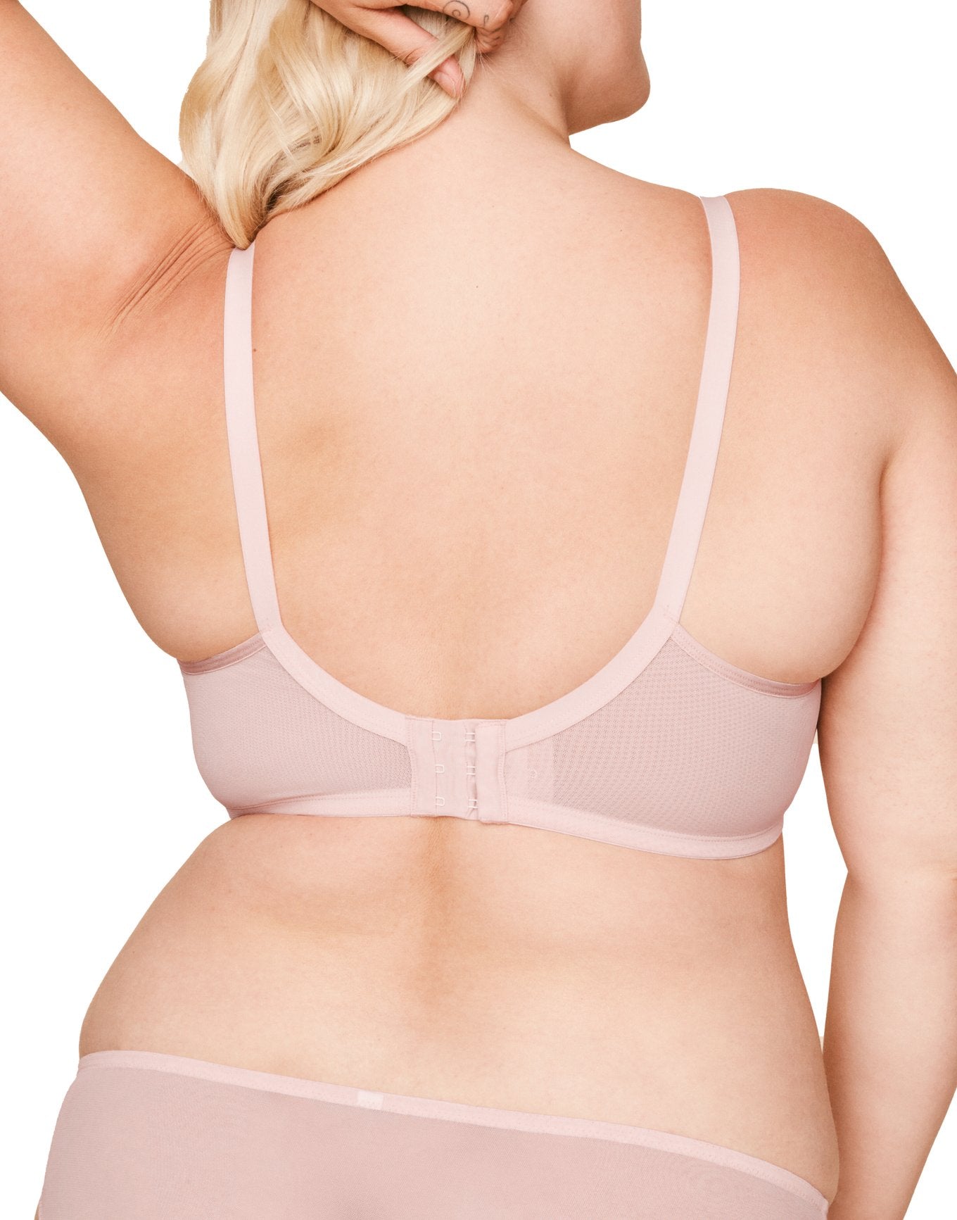 Adore Me Enora Nursing Unlined Bralette in color Peach Blush and shape bralette