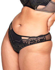 Adore Me Farina Brazilian Panty in color Jet Black and shape cheeky