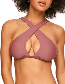 Adore Me Demi Bra in color Withered Rose and shape two piece