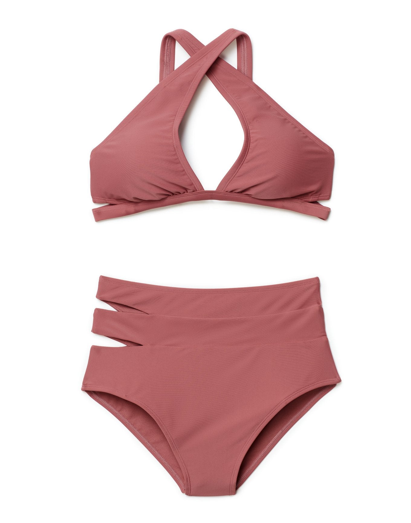 Adore Me Demi Bra in color Withered Rose and shape two piece