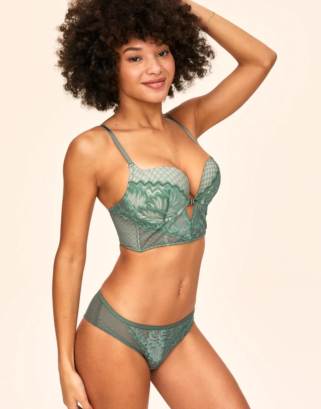 Adore Me Camilla Cheeky Panty in color Dark Ivy and shape cheeky