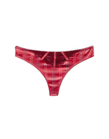 Adore Me Lisette Thong Panty in color Plaid Tidings C01 and shape thong