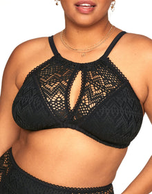 Adore Me Lianne Bra in color Jet Black and shape two piece