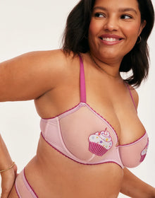 Adore Me Alyshia Unlined Demi in color AM Bday Cupcake Motif and shape demi