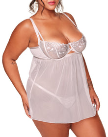 Adore Me Jestina Babydoll in color Hushed Violet and shape babydoll