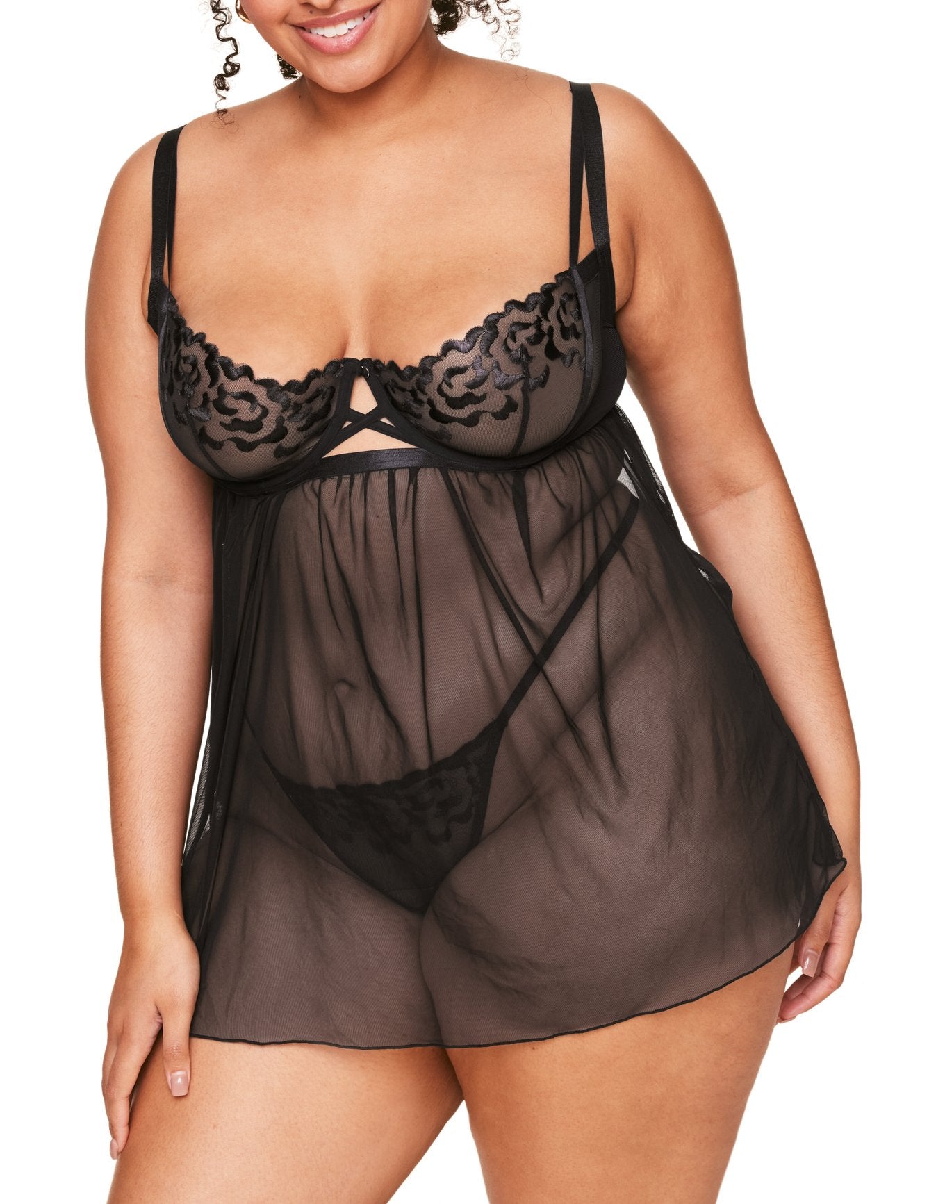 Adore Me Jestina Babydoll in color Jet Black and shape babydoll