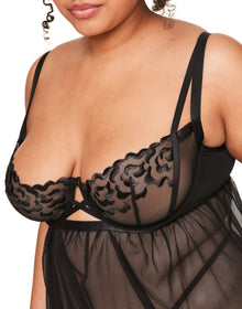 Adore Me Jestina Babydoll in color Jet Black and shape babydoll
