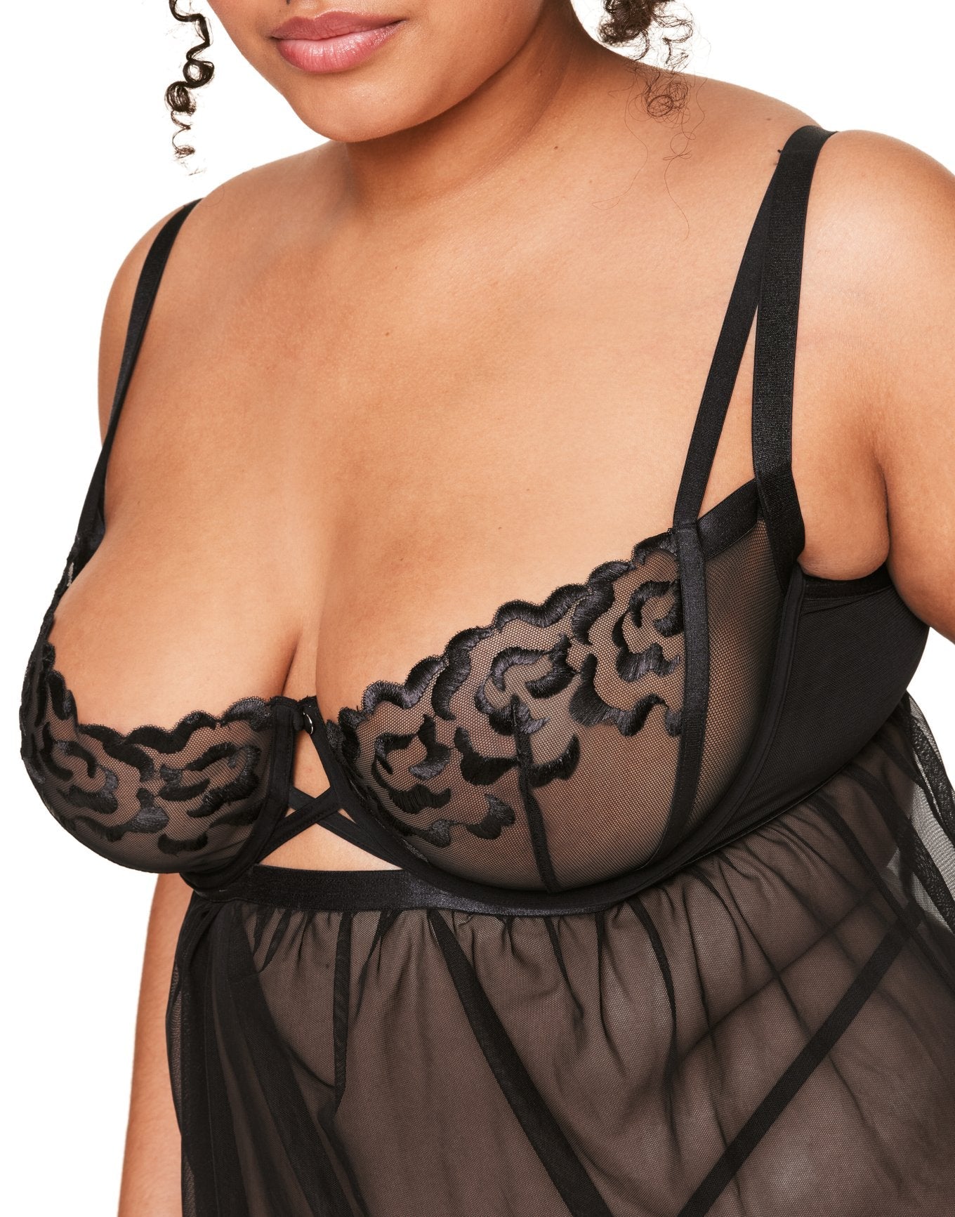 Adore Me Jestina Babydoll in color Jet Black and shape babydoll