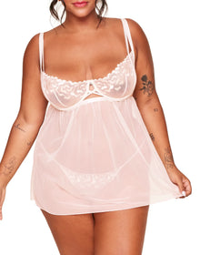 Adore Me Jestina Babydoll in color Soft Pink and shape babydoll