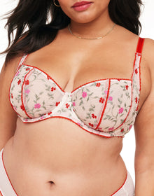 Adore Me Rosa Unlined Balconette in color Blooming Vines Emb C06 and shape balconette