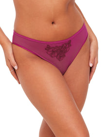 Adore Me Andy Cheeky Panty in color Festival Fuchsia and shape crotchless