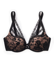 Adore Me Marcia Push-Up Plunge in color Jet Black and shape plunge
