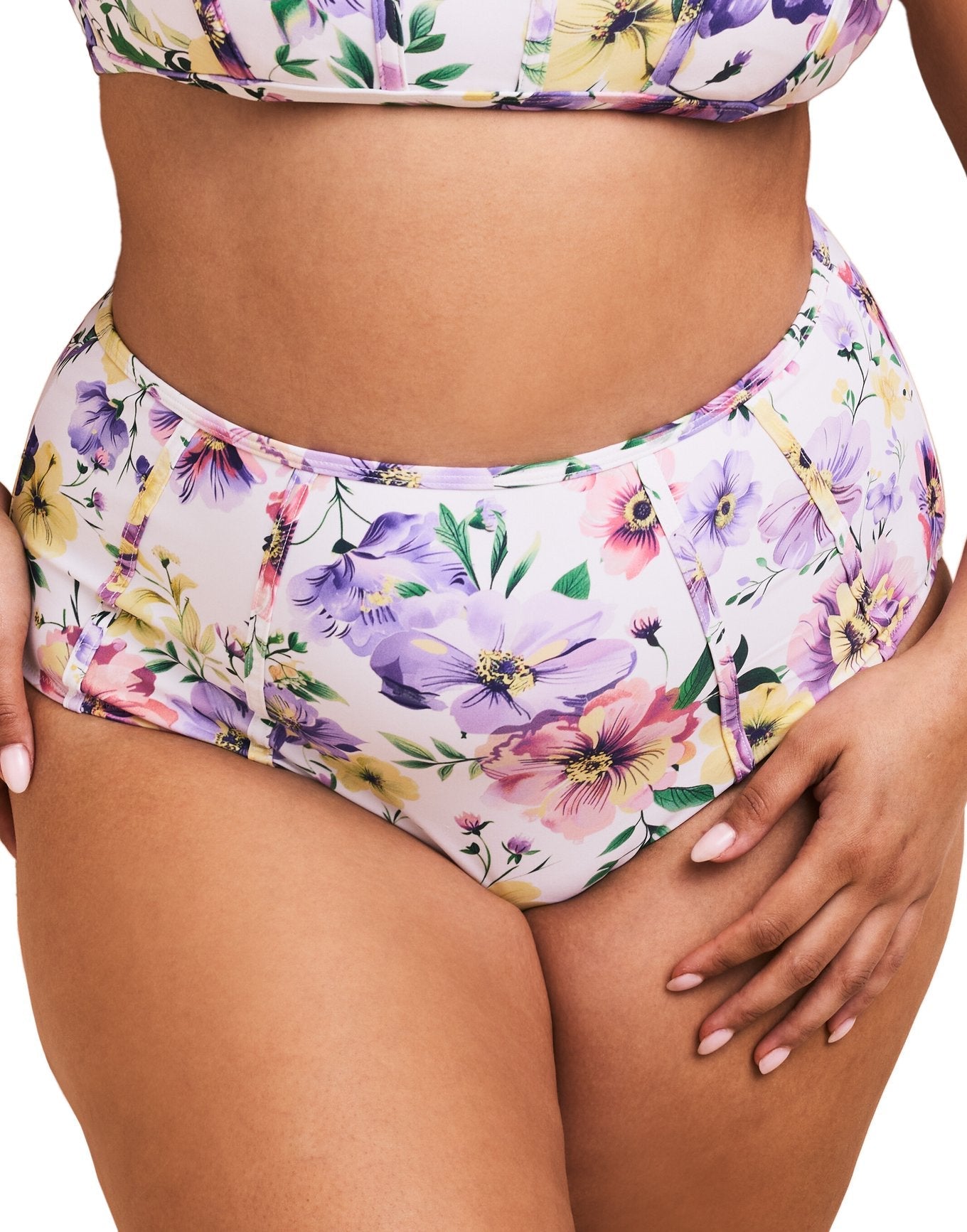 Adore Me Valcea High-Rise Bikini in color Garden Party C01 and shape high waisted
