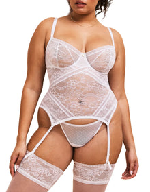 Adore Me Scottie Unlined Balconette Bustier in color Bright White and shape bustier